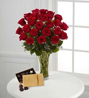 The FTD® Roses Teddy & Godiva Bouquet